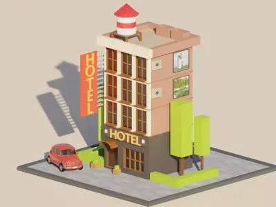 HOTEL Low-poly 3D model