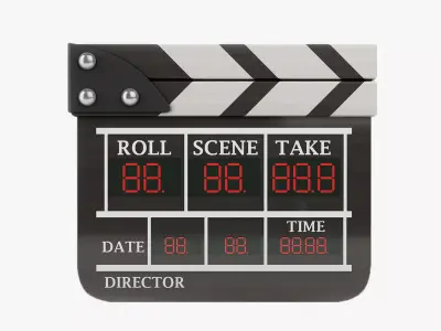 Wood Film clapperboard Low-poly 3D model