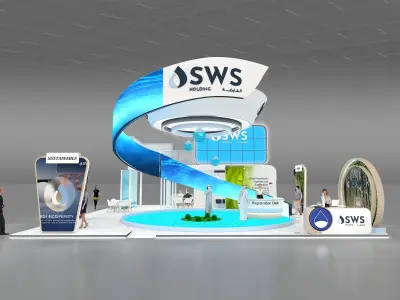 14x13m exhibition stand All side open 3D model