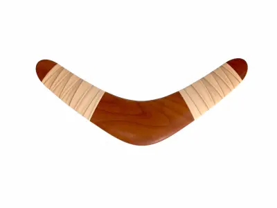 Boomerang wooden spoon with stripes Low-poly 3D model
