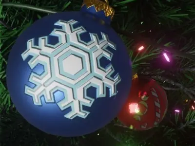 Realistic cristmass tree and cristmass bals 3D model