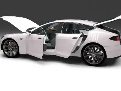 Tesla Model S with chassis and interior 3D model