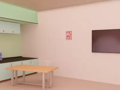 Stylized Room Interior Low Poly 3D Model Low-poly 3D model
