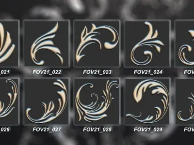 94 Ornamental Elements Brush Alpha 3D Model Vol 21 3D model