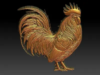 2 rooster CNC Relief Model 3D print model