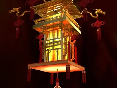 Chinese Palace Lantern 3D model 14