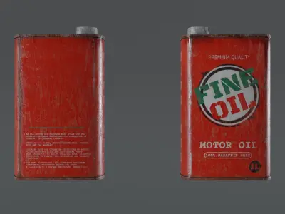 Motor Oil Can - 3 Variants New-Old-Aged and Rusted  Low-poly 3D model