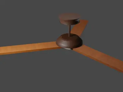 Wood and Hard Plastic Ceiling Fan Free low-poly 3D model