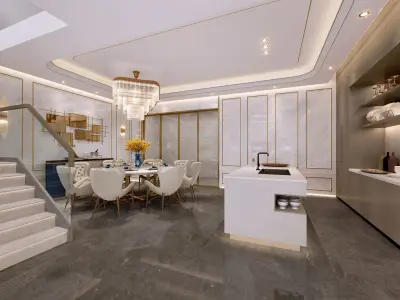 Luxury living room interior 3D model