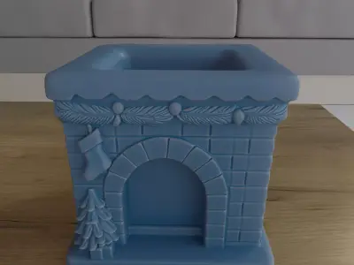 Christmas Fireplace Planter and Candy Holder STL 3D print model