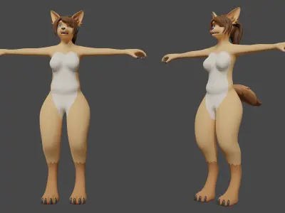 Furry Fox Rigged 3D model