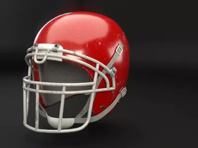 Old Used American Football Helmet Low-poly 3D model