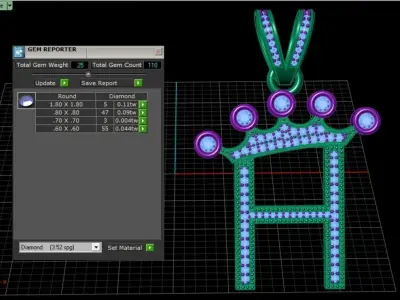 H letter pendant 3D print model
