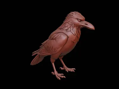 Crow Animal Sculpture 3D print model