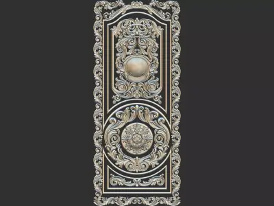  double door  classical design antique carved 3D model
