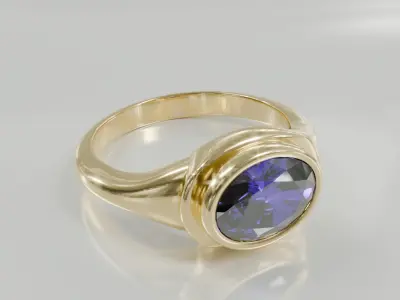 Eternal Elegance Gold Oval Ring -  3D print ready Free 3D print model