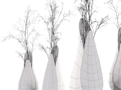 Decorative branches with Coals bouquet 3D model