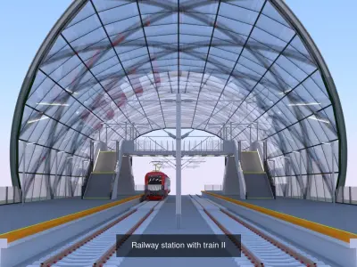 Railway stations and bridge 3D Model Collection