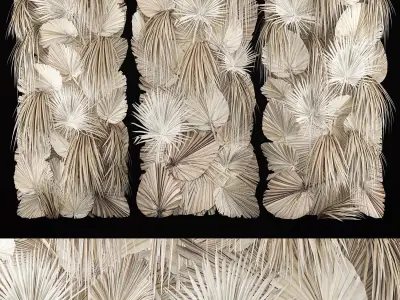 Phytowall Of Dried Flowers And Dry Palm Leaves 3D model