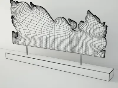 Antique Thai Monks Gilded Throne Side Panel 2 3D model