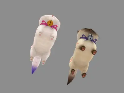 Cartoon fat cat mount Low-poly 3D model