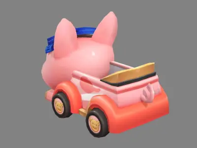 Cartoon Piggy Car--Amusement Park Touring Car Low-poly 3D model