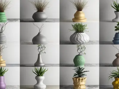 90 vase pot 3d print collection huge pack