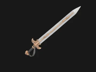 Elven Ceremonial Sword High Poly Decorative Blade Low-poly 3D model