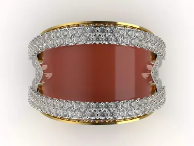 Two-tone Gold Ring with Coral and Diamonds Model jr00212 3D print model