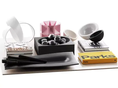 Living decor set accessories for the coffee table Parks Book 00 3D model