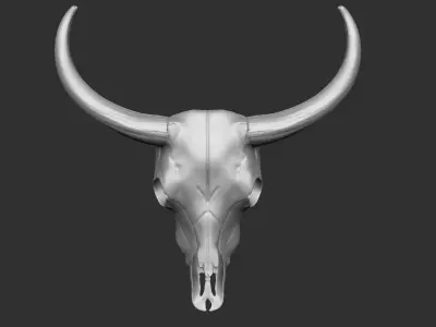Cow Skull with flower - only 3D print model