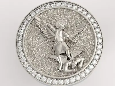Saint michael signet men ring design 3D print model