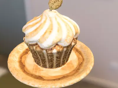 Baroque Cupcake Low-poly 3D model