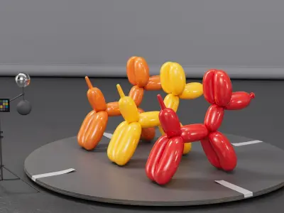 Balloon Dog Prop  Stylized 3D Model Lookdev  Render Ready Free 3D model