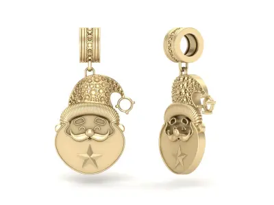 Santa Claus pendant necklace with diamonds hat for Christmas 3D print model