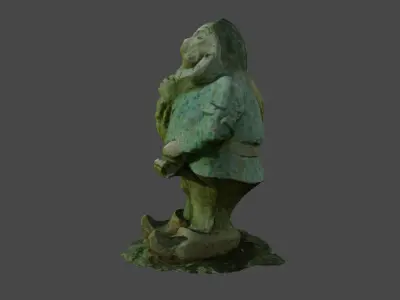 Old stone gnome Low-poly 3D model