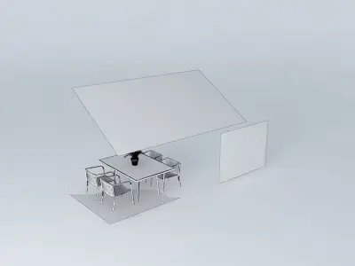 table and chair aluminium and fiber Free 3D model