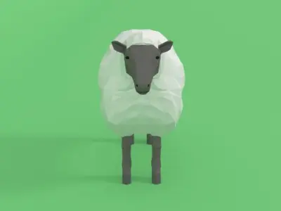 Low Poly Cartoon Sheep Low-poly 3D model