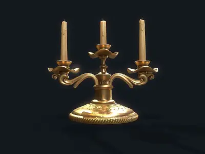 Medieval Candlestick 6 Low-poly 3D model