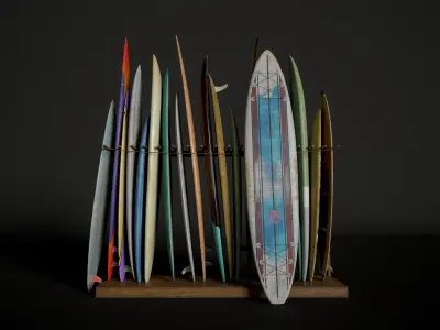 Surfboard Collection Pack - Game-Reedy  Low-poly 3D model