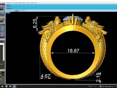 A4771 Luxury Diamond Chinese Dragon Men Ring 3D Model 3D print model