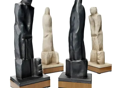 Man Woman abstract tall figures Low-poly 3D model