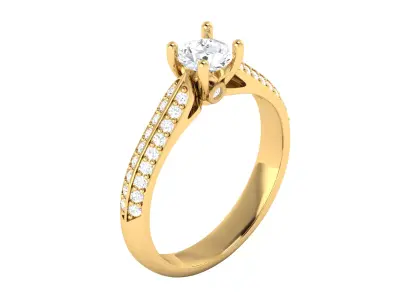 Round Cut Diamond Bridal Ring Set 3D print model