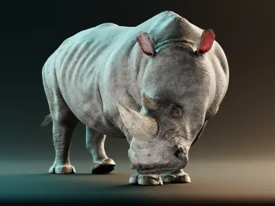 -White Rhinoceros Rigged- 3D model