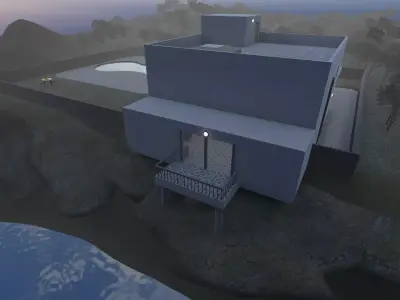 Luxury Cliff Mansion 3D FBX Model - With Interior 3D model