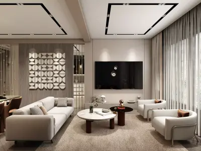 Luxury Apartment Interior 3D Model -  V-Ray Scene 3D model