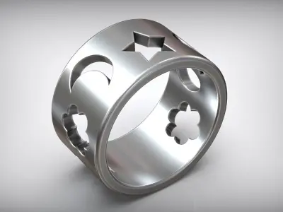 Moon Star Minimal Gold Ring Free 3D print model