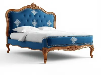 Elegant Baroque Bed Model Pack Low-poly 3D model