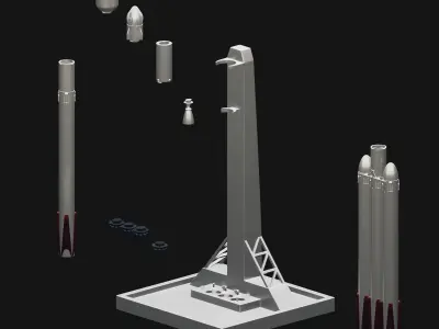 Falcon 9 Heavy Rocket SpaceX 3D print model
