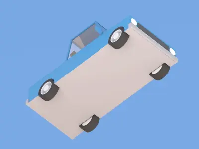 Cartoon Low Poly Car Pickup Low-poly 3D model